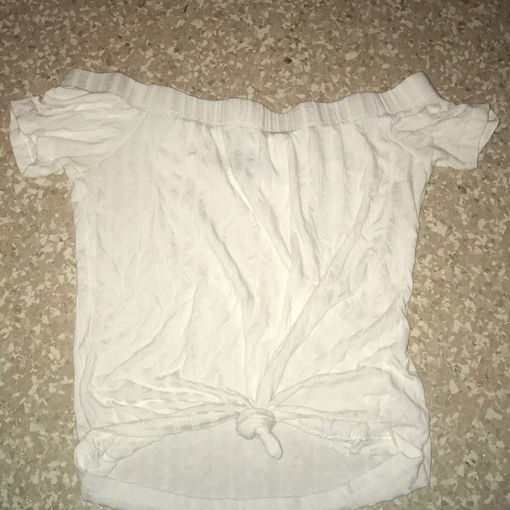 White with stripes off shoulder